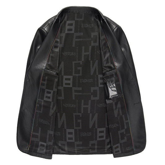 Spring Business Casual Men's Leather Coat